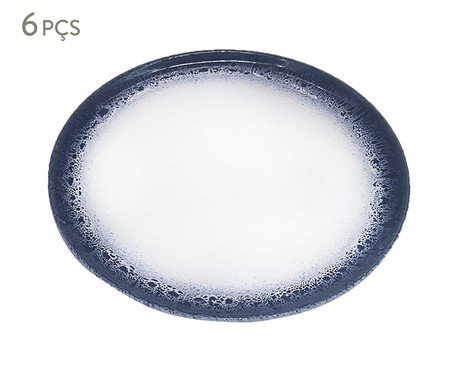 Jogo de Prato em Porcelana Crique Branco e Azul | Westwing