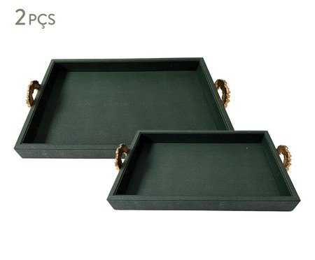 Jogo de Bandejas Decorativas Obscurité Verde | Westwing