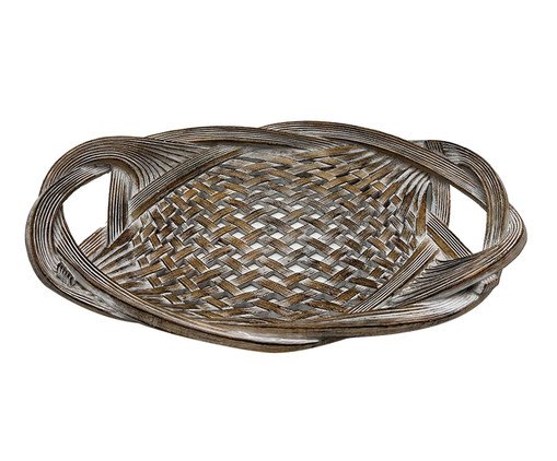 Bandeja Decorativa Tramada Buya Marrrom e Branco, brown | WestwingNow