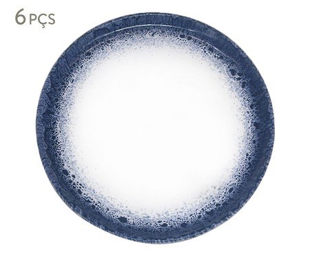 Jogo de Prato em Porcelana Mystique Branco e Azul | Westwing