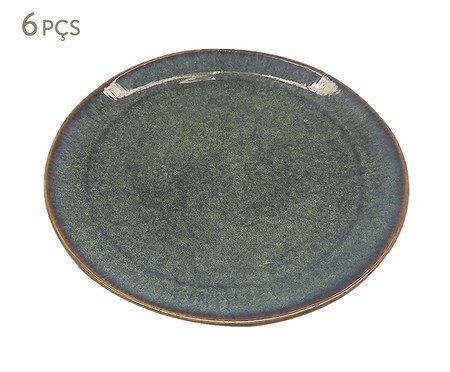 Jogo de Prato em Porcelana Sinus Verde e Bege | Westwing