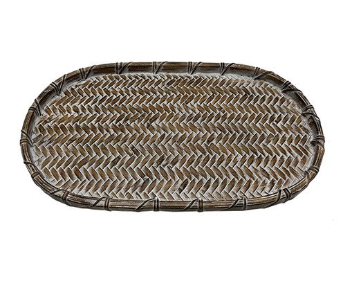 Bandeja Decorativa Tramada Biote Marrrom e Branco, brown | WestwingNow