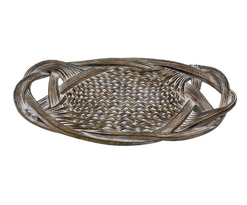 Bandeja Decorativa Tramada Buya Marrrom e Branco, brown | WestwingNow