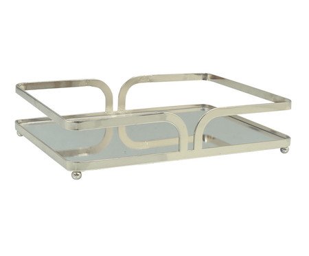 Bandeja Decorativa com Espelho Elegans Prata Média | Westwing