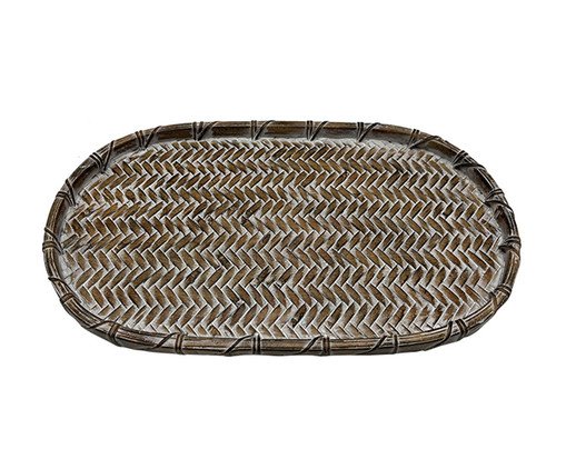 Bandeja Decorativa Tramada Biote Marrrom e Branco, brown | WestwingNow