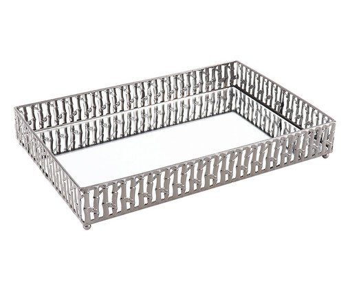 Bandeja Decorativa com Espelho Nobile Prata Média, silver or metallic | WestwingNow