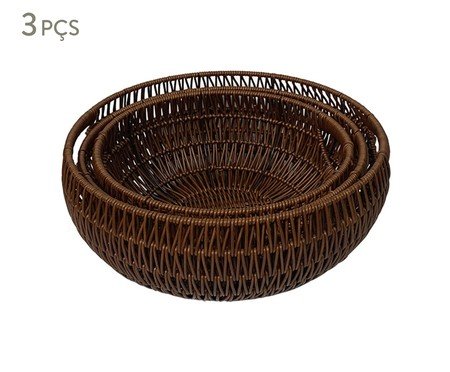 Jogo de Cestas Decorativa Naturalis Marrom Escuro | Westwing