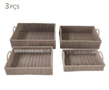 Jogo de Bandejas Decorativas Intrecciare Bege | Westwing