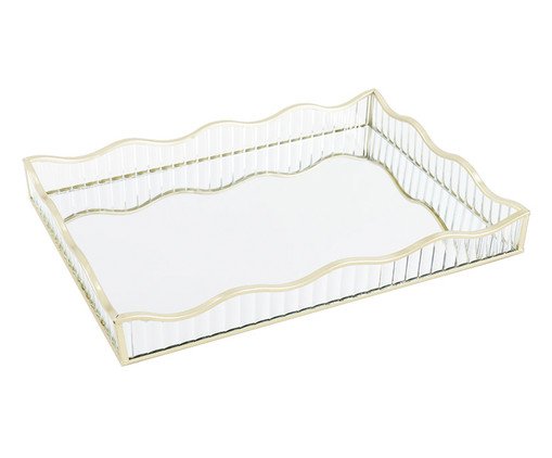 Bandeja Decorativa com Espelho Exquis Dourado Grande, gold | WestwingNow