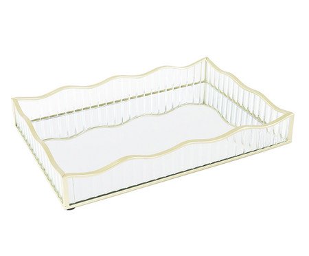 Bandeja Decorativa com Espelho Exquis Dourado Média | Westwing