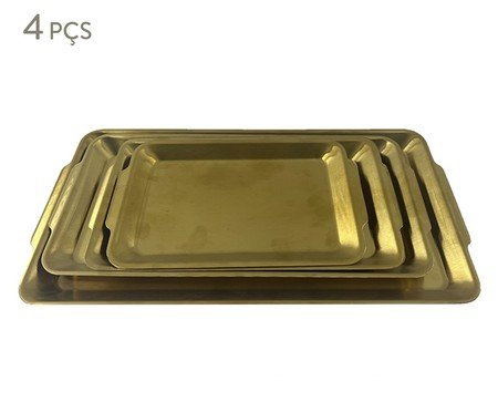 Jogo de Bandejas Decorativas Brillant Dourado | Westwing