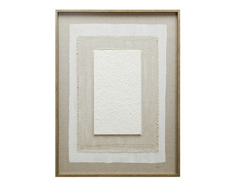 Quadro Decorativo em Linho Piazza Bege e Branco