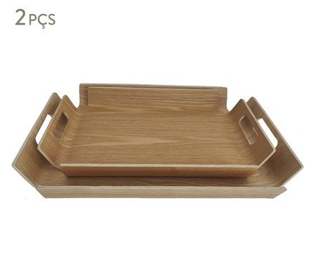 Jogo de Bandejas Decorativas Teak Natuarl | Westwing