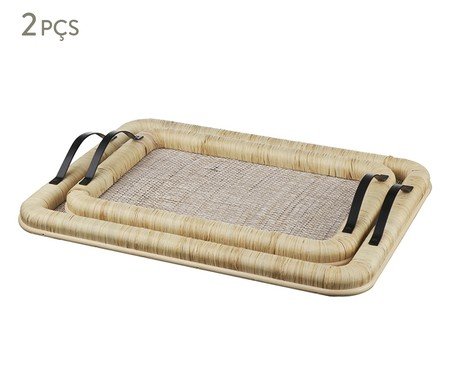 Jogo de Bandejas Decorativas Cestrum Bege II | Westwing