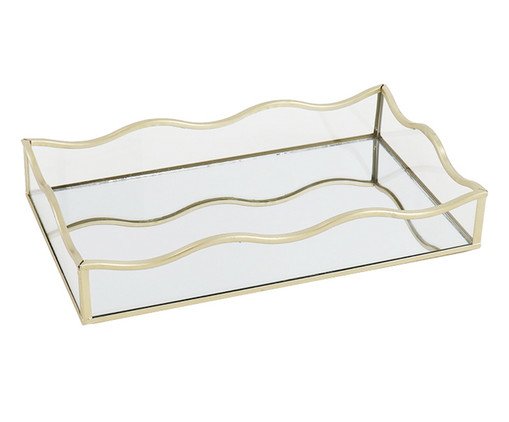 Bandeja Decorativa com Espelho Exquis Dourado Fosco Pequena, gold | WestwingNow