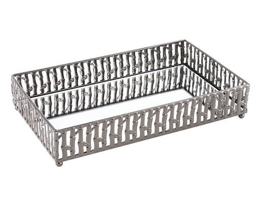Bandeja Decorativa com Espelho Nobile Prata Pequena, silver or metallic | WestwingNow