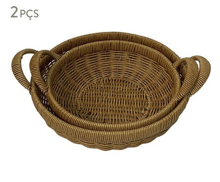 Jogo de Cestas Decorativa Naturel Marrom Claro | Westwing