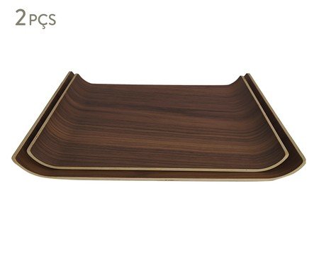 Jogo de Bandejas Decorativas Arbor Marrom Escuro | Westwing