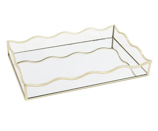 Bandeja Decorativa com Espelho Exquis Dourado Fosco Média, gold | WestwingNow
