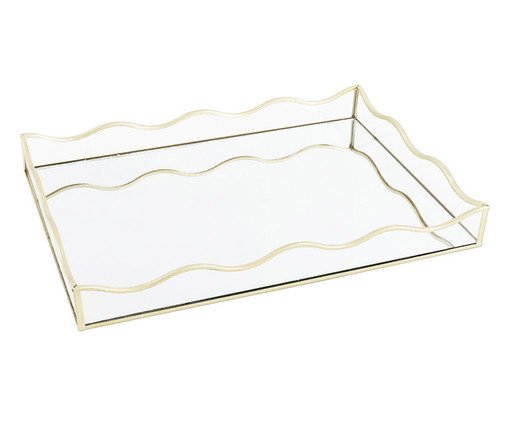 Bandeja Decorativa com Espelho Exquis Dourado Fosco Grande, gold | WestwingNow