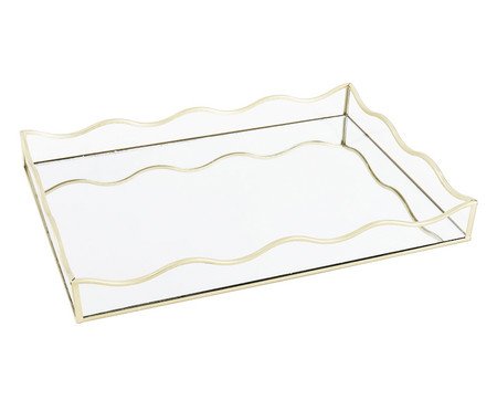 Bandeja Decorativa com Espelho Exquis Dourado Fosco Grande | Westwing