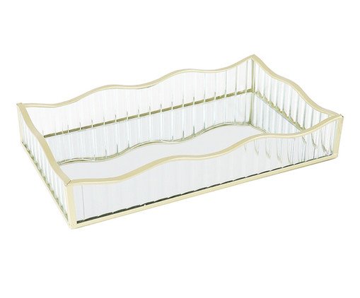 Bandeja Decorativa com Espelho Exquis Dourado Pequena, gold | WestwingNow