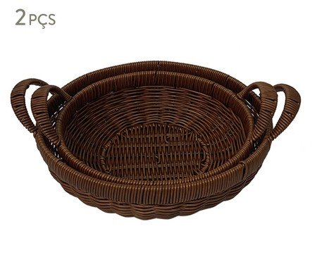 Jogo de Cestas Decorativa Naturel Marrom Escuro | Westwing