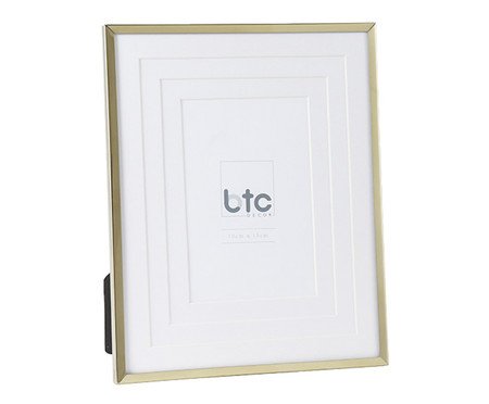 Porta-Retrato Finezza Branco e Dourado Pequeno | Westwing