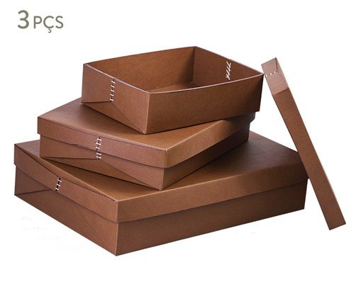 Jogo de Caixas Decorativas Rivoli Marrom, brown | WestwingNow