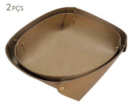 Jogo de Bandejas Decorativas Coquille Marrom Claro | Westwing