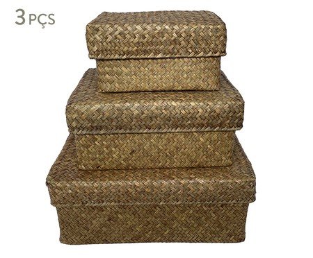 Jogo de Caixas Decorativas Naturel Marrom | Westwing
