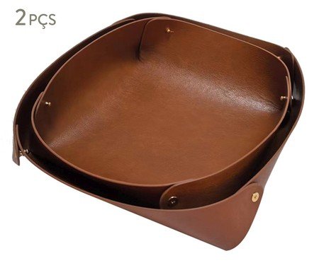 Jogo de Bandejas Decorativas Coquille Marrom | Westwing