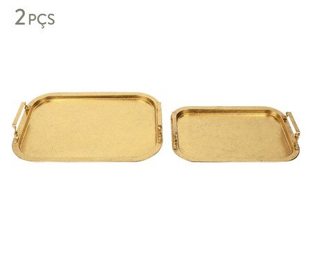 Jogo de Bandejas Decorativas Aurum Dourado | Westwing