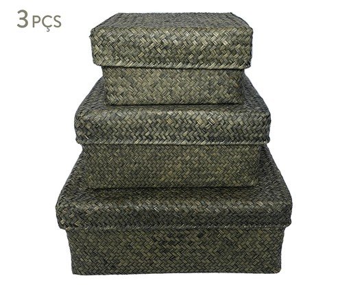Jogo de Caixas Decorativas Naturel Verde, green | WestwingNow