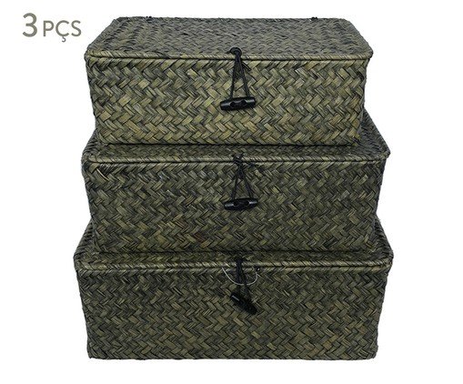 Jogo de Caixas Decorativas Fibré Verde, green | WestwingNow