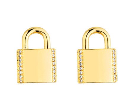 Brinco Cadeado Zircônias Semijoias Ouro 18K | Westwing