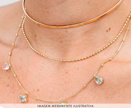 Colar Pedras Coloridas Semijoia Ouro 18K | Westwing