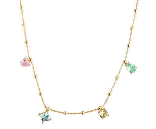 Colar Pedras Coloridas Semijoia Ouro 18K, Dourado | WestwingNow