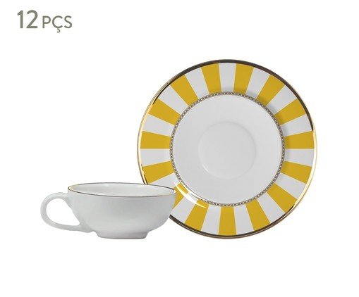 Jogo de Xícaras para Café com Pires Yellow Strip, Amarelo | WestwingNow