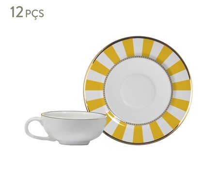 Jogo de Xícaras para Café com Pires Yellow Strip | Westwing