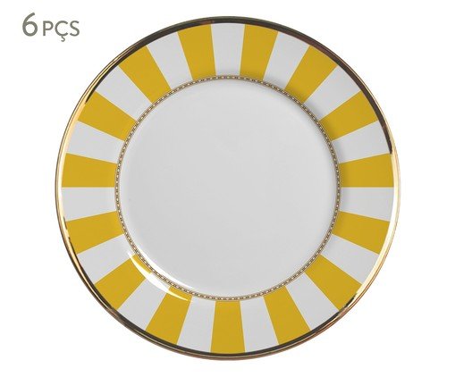 Jogo de Pratos para Sobremesa Yellow Strip, Amarelo | WestwingNow