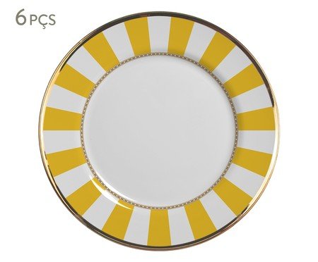 Jogo de Pratos para Sobremesa Yellow Strip