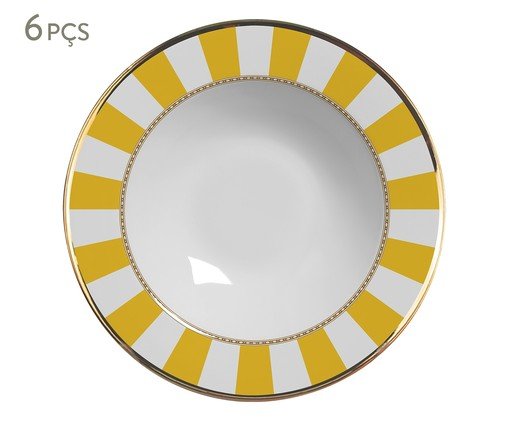 Jogo de Pratos Fundos Yellow Strip, Amarelo | WestwingNow