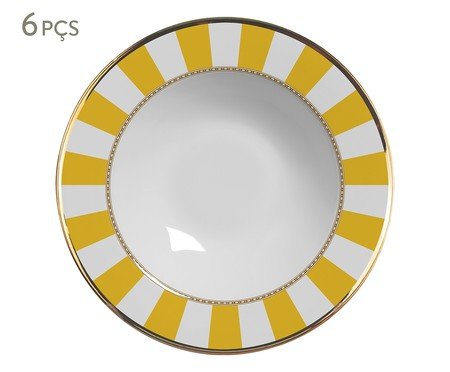 Jogo de Pratos Fundos Yellow Strip