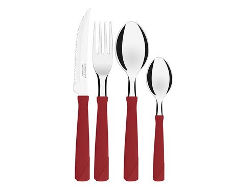 Faqueiro em Inox New Kolor Vermelho | Westwing