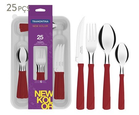 Faqueiro em Inox New Kolor Vermelho | Westwing