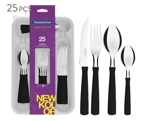 Faqueiro em Inox New Kolor Preto, Preto | WestwingNow