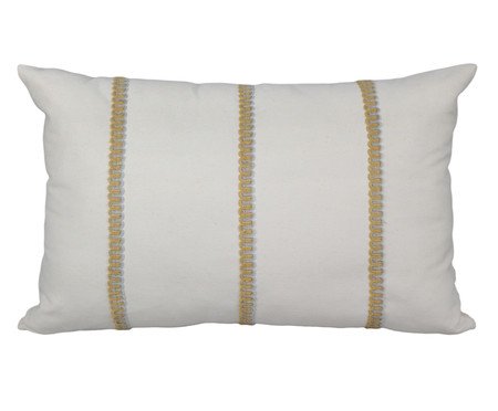 Almofada Sarja Cru Rami Rendado Dourado | Westwing