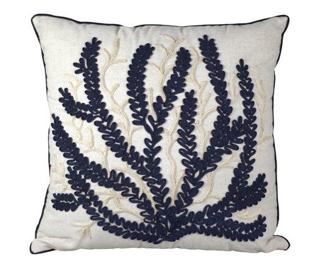 Almofada Linho Cru e Boucle Coral Marinho | Westwing