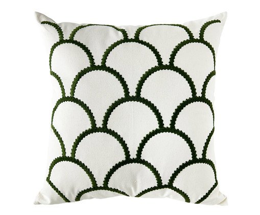 Almofada Sarja Off Geométrico Verde l, Off White | WestwingNow